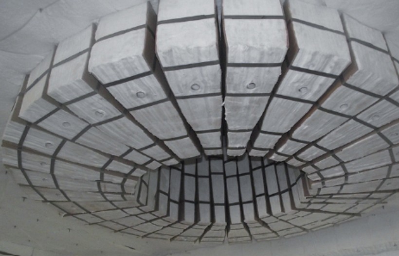 Ceramic fiber module installation with stud welding anchoring system